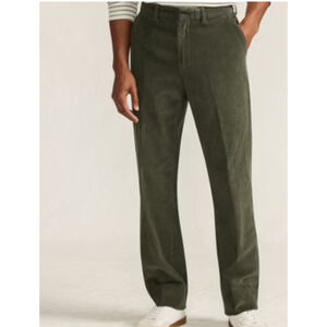Lands' End Olive Corduroy Pants 35x32 Flat‎ Front preppy old money work grunge